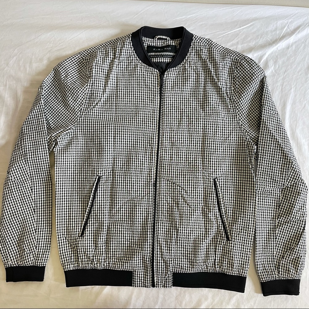 Zara Checkered Bomber Jacket